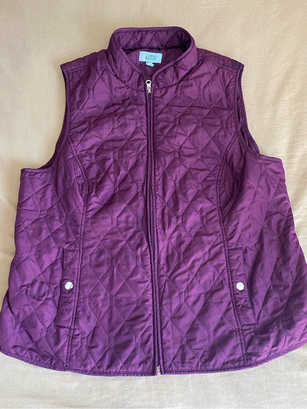 Charter Club Quilted Sleeveless Vest in Plum